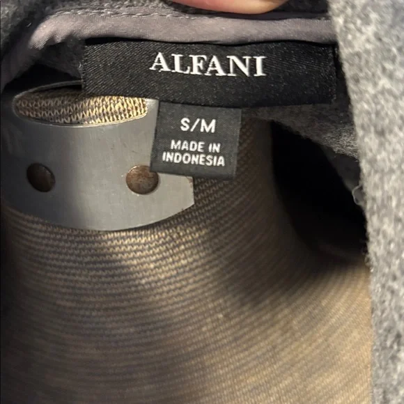 Alfani Gray and Cream Belted Wrap Coat - Picture 12 of 12